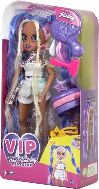 Kukull VIP Pets Hair Academy Hailey, Tm Toys, 30 cm, me aksesorë flokësh, shumëngjyrëshe