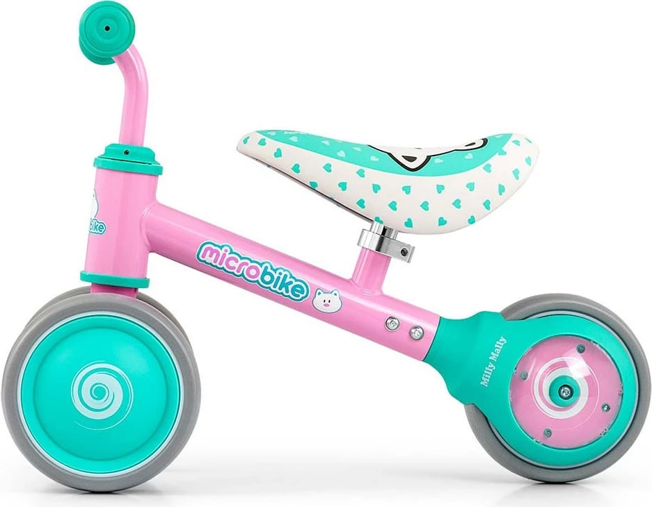 skuter fëmijësh Milly Mally Micro Plus Cat 6" rrota me drita, rrota dyshe, sedile e butë, 18-36 muaj, 25 kg max, rozë