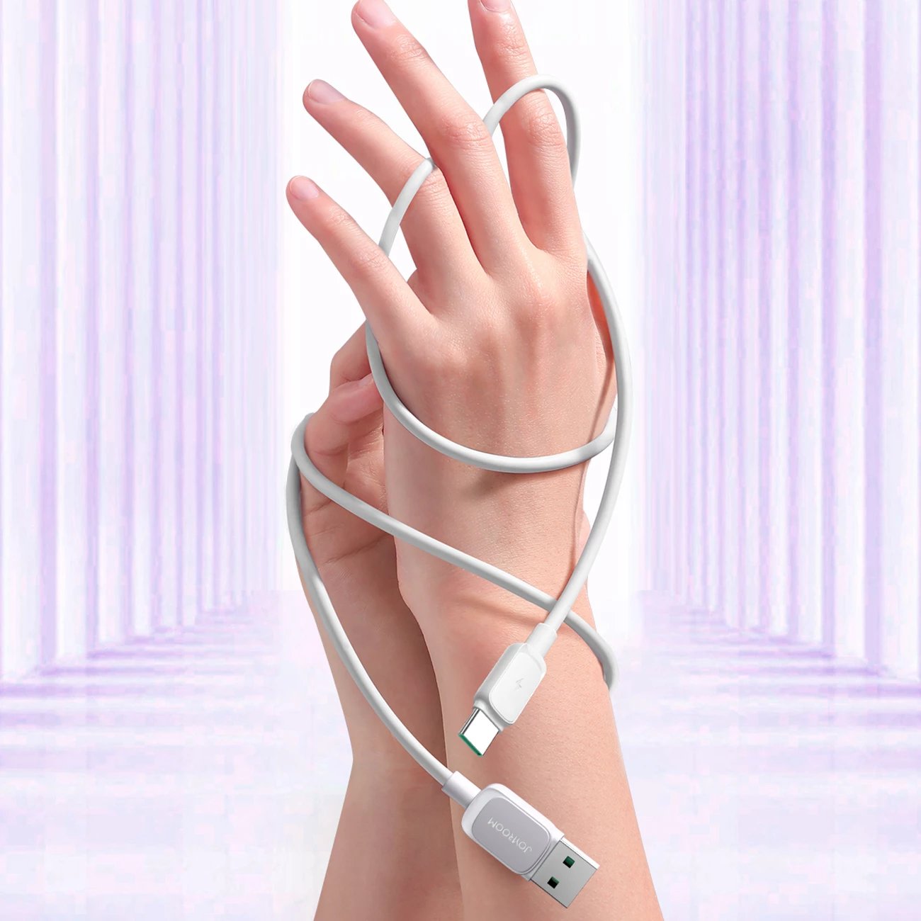 Kabllo Joyroom Multi-Color Series A14, USB-A / USB-C, 1.2m, Bardhë