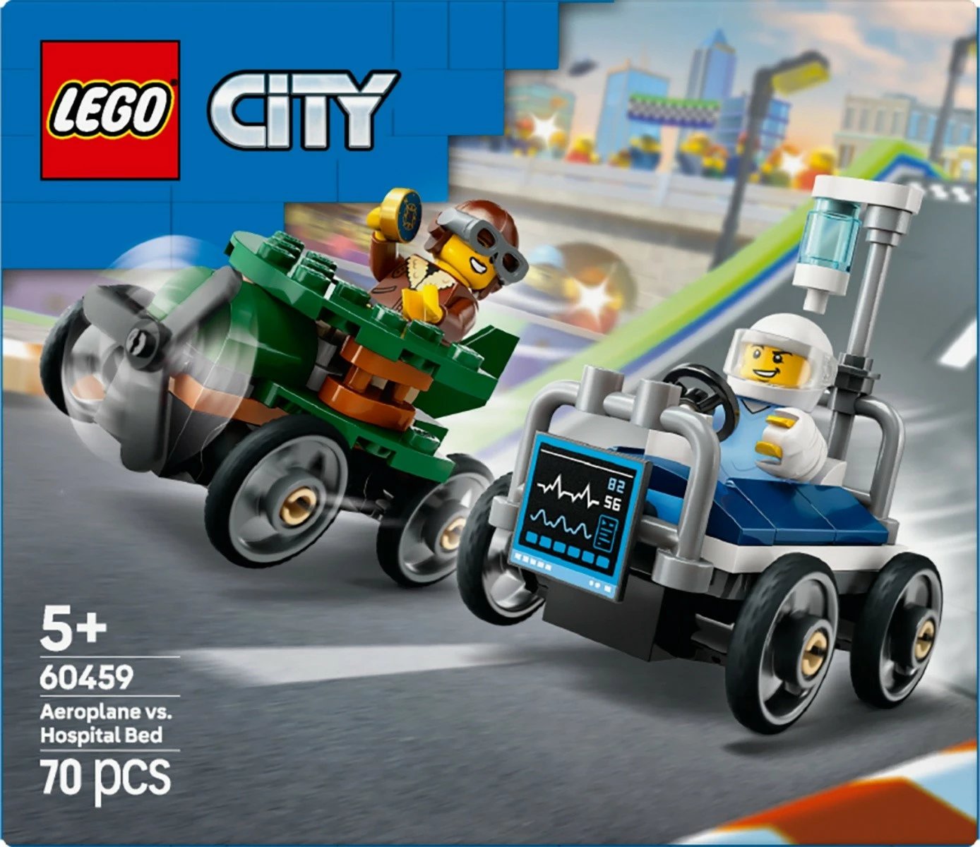 Set LEGO City 60459 Race Car, aeroplan vs. shtrat spitali, 70 pjesë