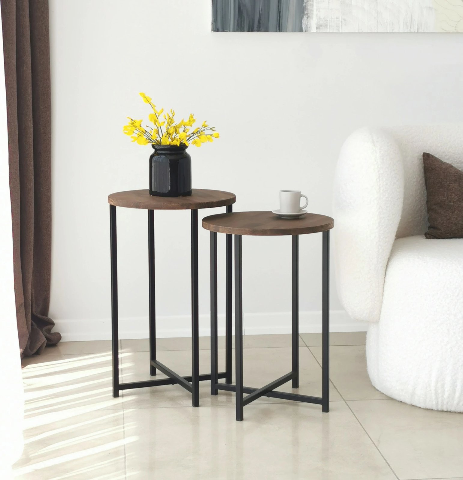 Set tavolina kafeje Hanah Home, Neta, ngjyrë arre