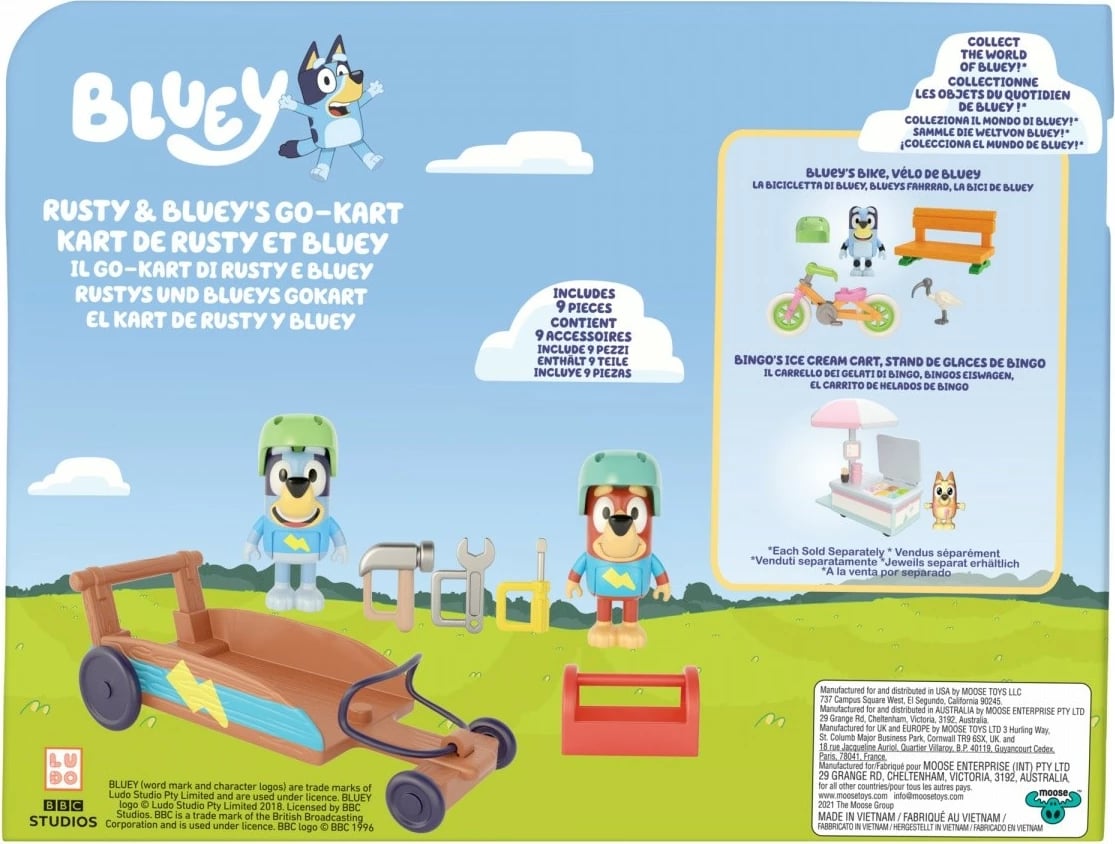 Set figurina Bluey Tm Toys BLU17357 me gokart, për fëmijë, shumëngjyrëshe
