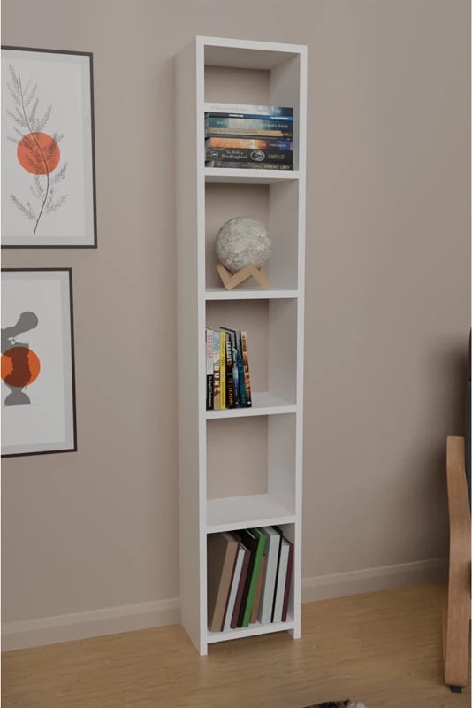 Bibliotekë kolone Barzine, ngjyrë e bardhë, 27.6x19.5x150cm