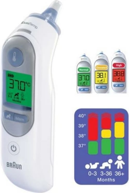 Termometër në vesh, Braun ThermoScan 7 IRT 6520, Age Precision, ekran i ndriçuar