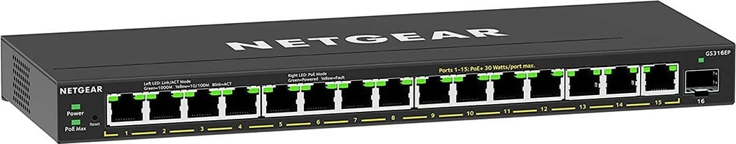 Switch NETGEAR GS316EP-100PES, Managed, Gigabit Ethernet, PoE, i zi
