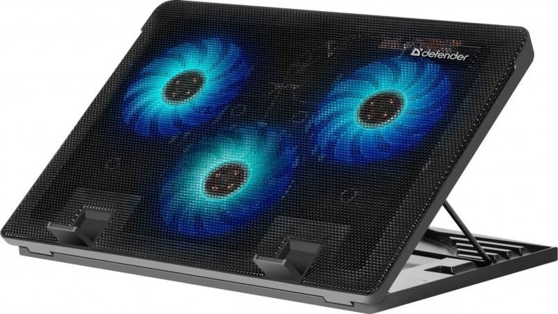 Cooling pad Defender NS-501 për laptop 15.6-17", Metal, 3 ventilatorë, USB, Zi