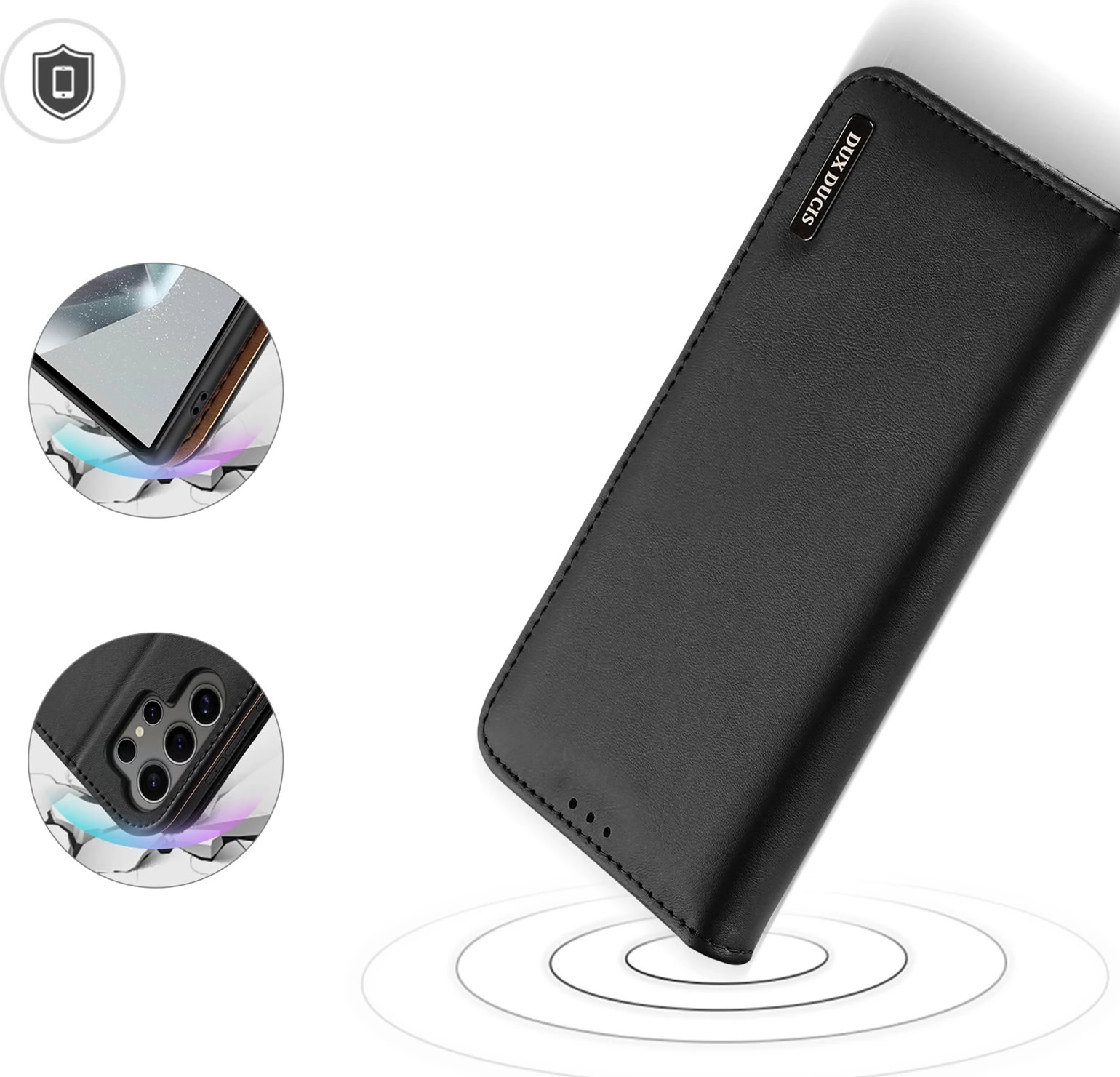 Mbështjellës Dux Ducis Hivo për Samsung Galaxy S24 Ultra, me kapak, portofol, RFID blocker, i zi