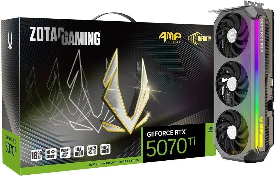 Kartelë grafike ZOTAC GAMING GeForce RTX 5070 Ti AMP Extreme INFINITY, 16 GB GDDR7, e zezë