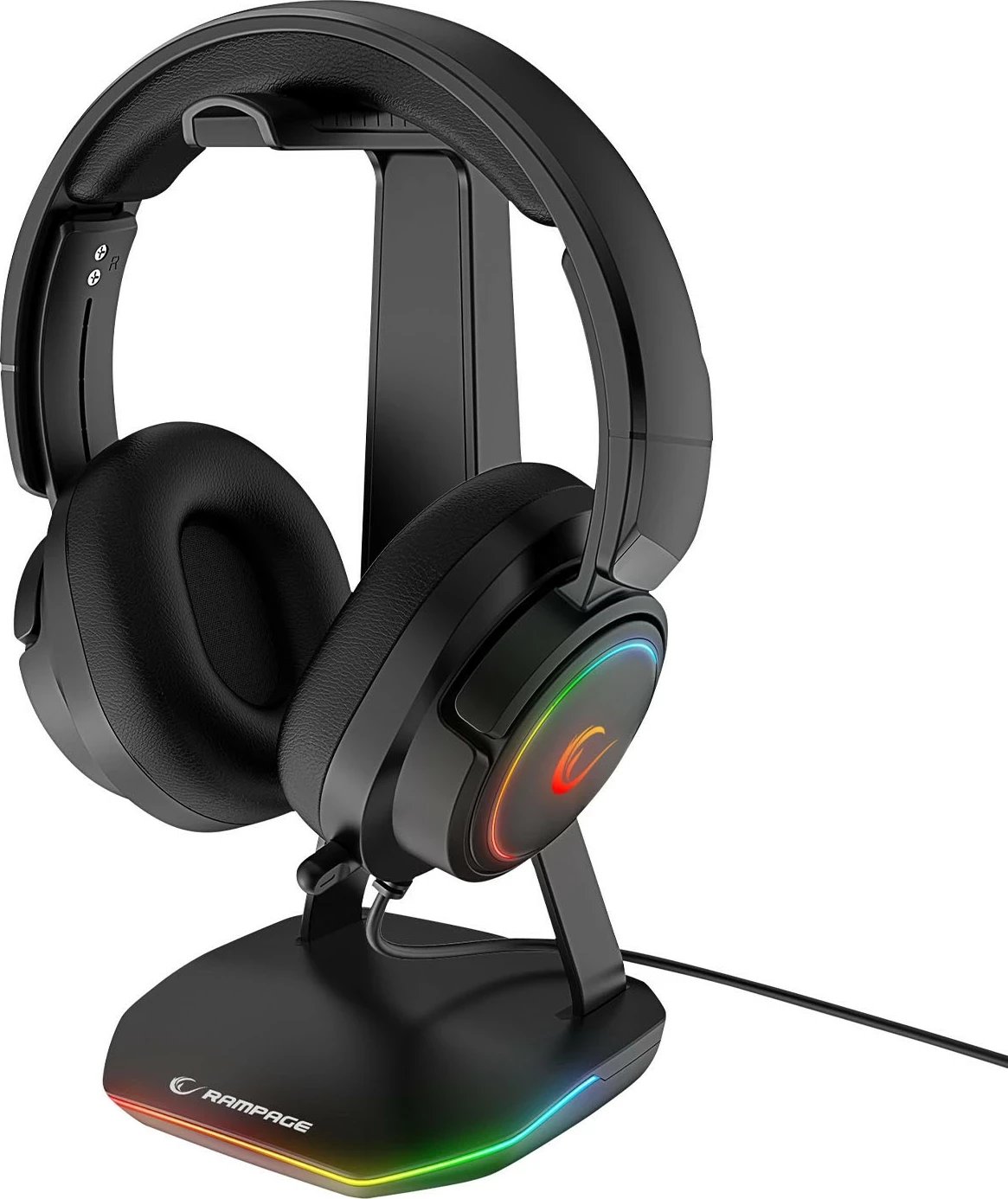 Stojak kufje Rampage T14, gaming, RGB, 2x USB, e zezë