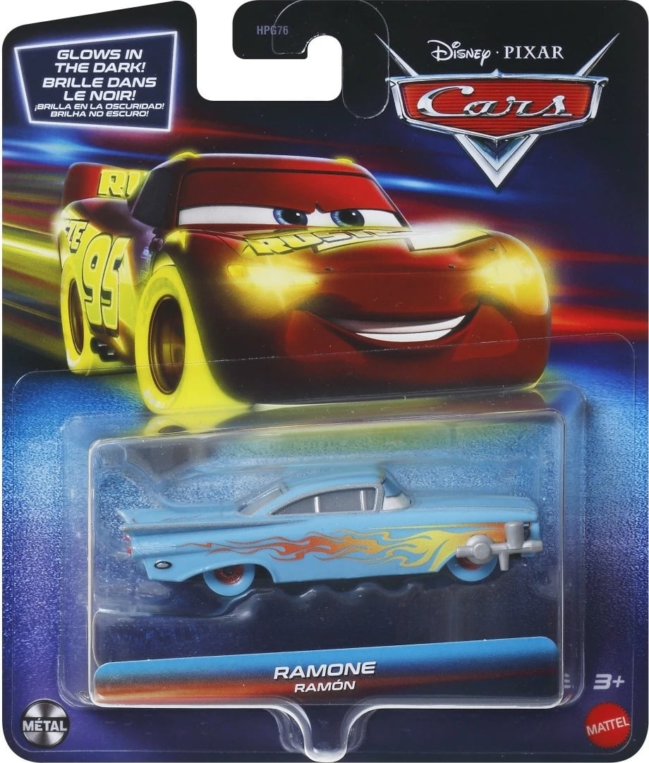 Makina lodër metalike Mattel Cars Glow Racers Ramone, 1:55, Blu, ndriçon në errësirë