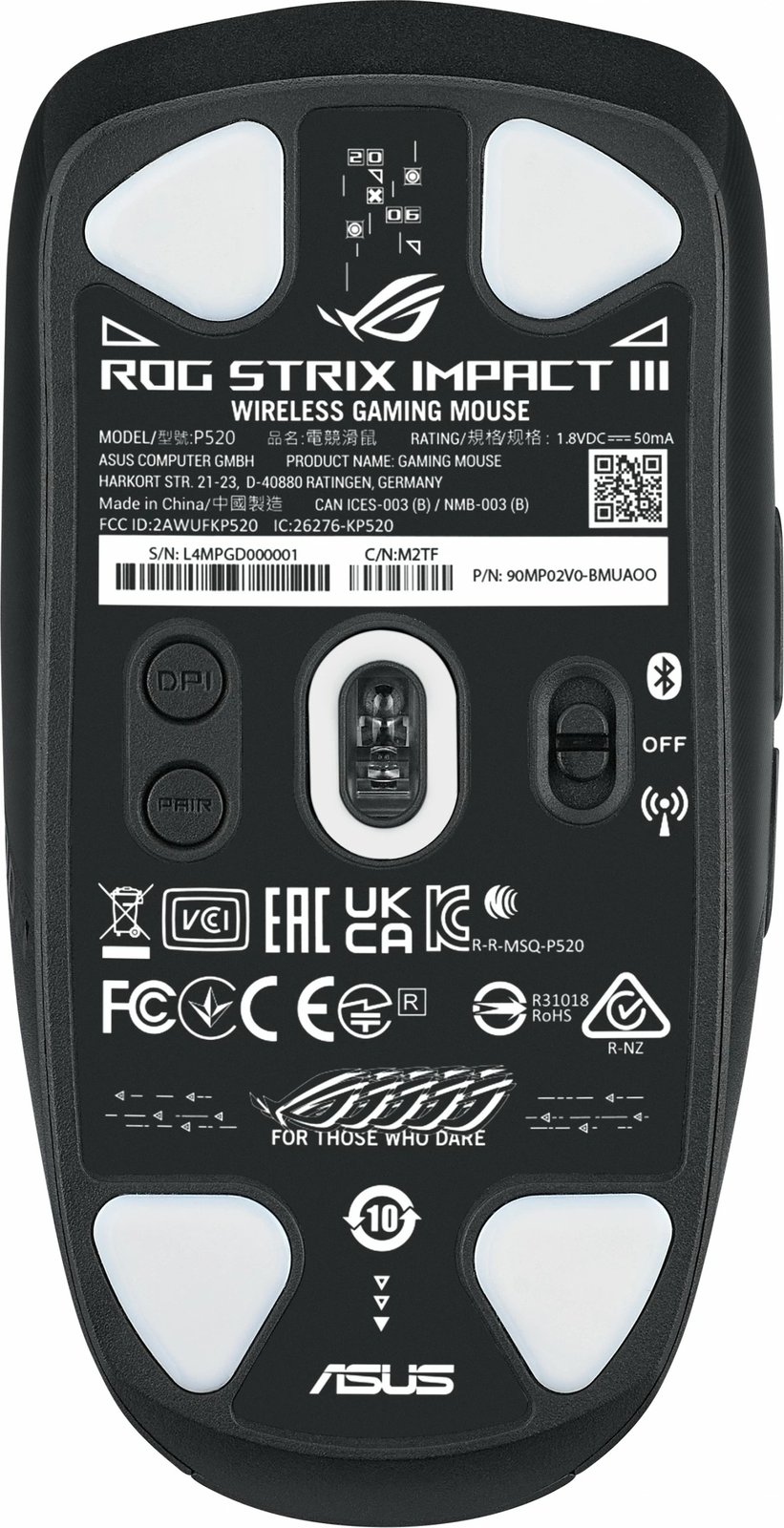 Maus ASUS ROG Strix Impact III Wireless, 36000 DPI, i zi