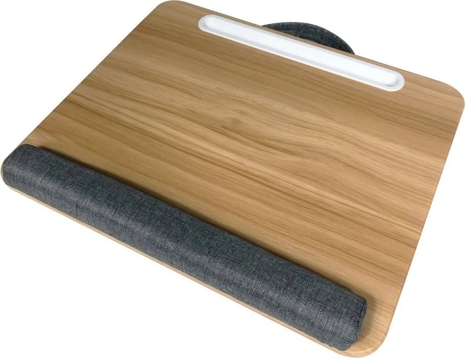 Podstavec laptopi Techly ICA-TBL 102 me bazë të butë, raft maus, 410x335mm, Gri/Dru
