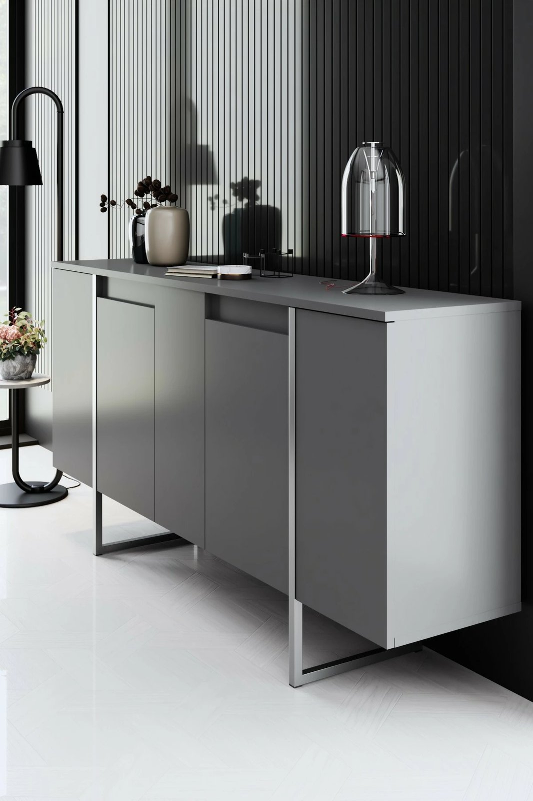 Konsol Skye Decor, Luxe, antracit, argjend