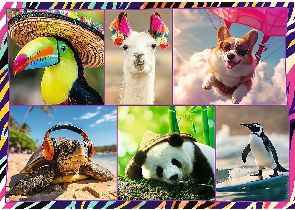 Puzzle Trefl 4x250 Funny Animals për fëmijë, karton, set me 4 copë