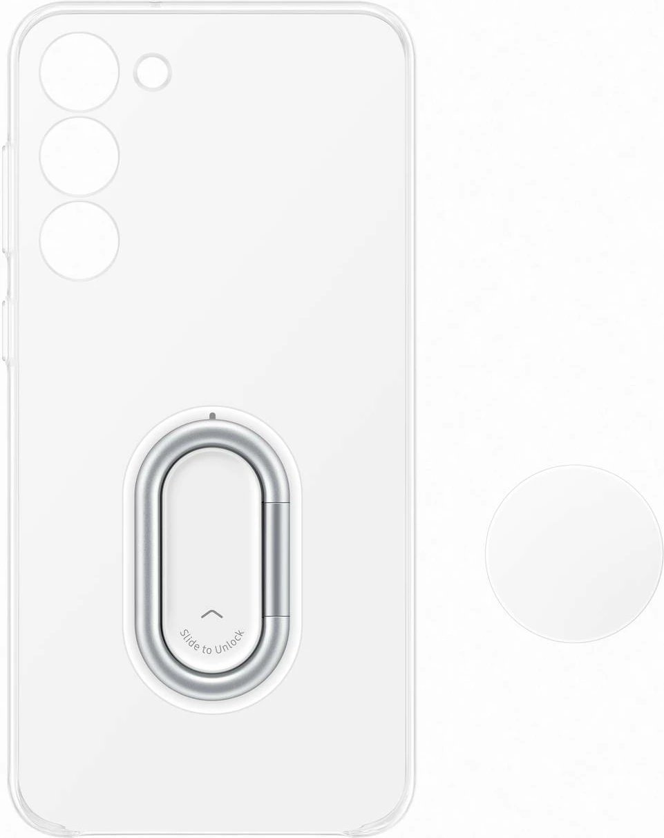 Mbështjellës Samsung Clear Gadget Case për Samsung Galaxy S23+, me mbajtëse gishti dhe qëndrim, Transparent