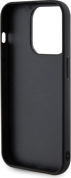 Mbështjellës Guess Quilted Metal Logo për iPhone 15 Pro Max, i zi