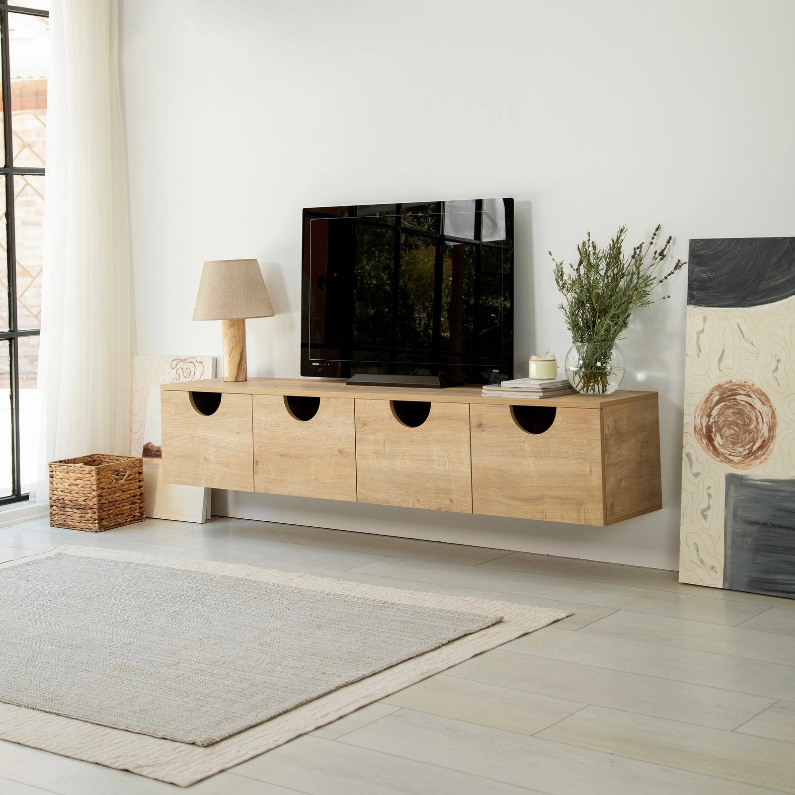 Komodë TV Skye Decor, Four Seasons, ngjyrë lisi, 180x45x35cm