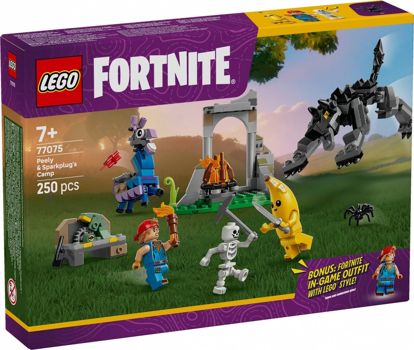 Set LEGO Fortnite 77075, Skin & Spark & Camp, 250 pjesë