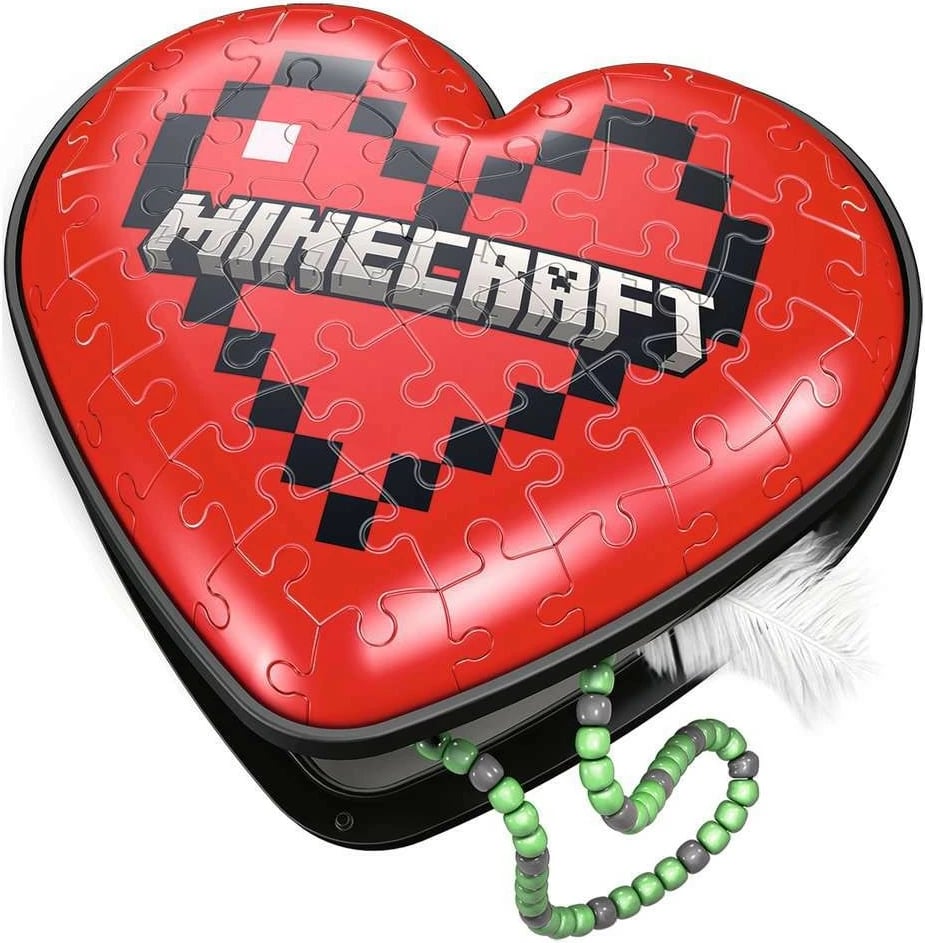 Puzzle 3D Minecraft Heart Ravensburger 54 pjesë, kuqe