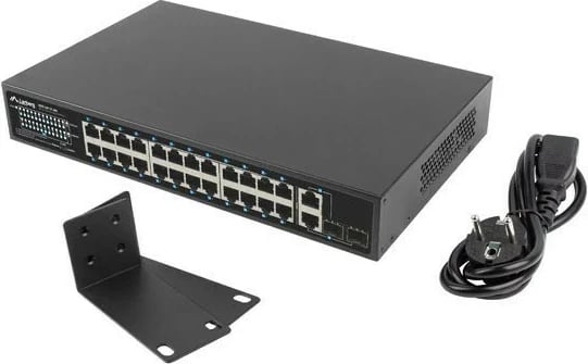 Switch Lanberg RSFE-24P-2C-360, 24x PoE+, 2x SFP, 1U, i zi