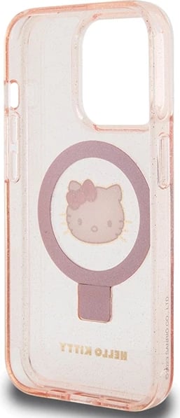 Mbështjellës Hello Kitty për iPhone 15 Pro, Ring Stand, MagSafe, Rozë