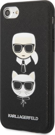Mbështjellës Karl Lagerfeld Saffiano Karl&Choupette Head për iPhone 7/8/SE 2020/SE 2022, i zi