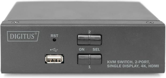 Switch KVM Digitus DS-12870, 2 porta HDMI, 4K, metalik