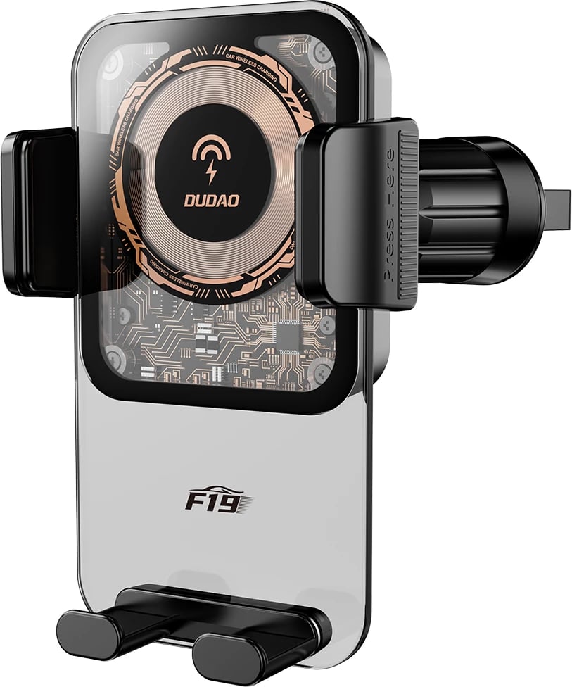 Mbajtës telefoni Dudao F19 me karikues wireless 15W, i zi
