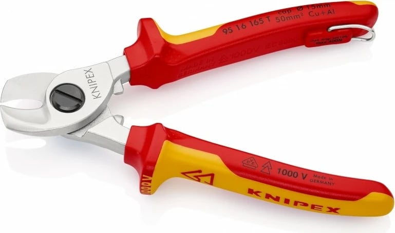 Vegël prerëse Knipex 95 16 165 T, metal, dorezë plastike, zi/verdhe