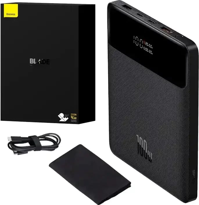 Powerbank Baseus Blade, 20000mAh, 100W, 2xUSB, 2xUSB-C, e zezë