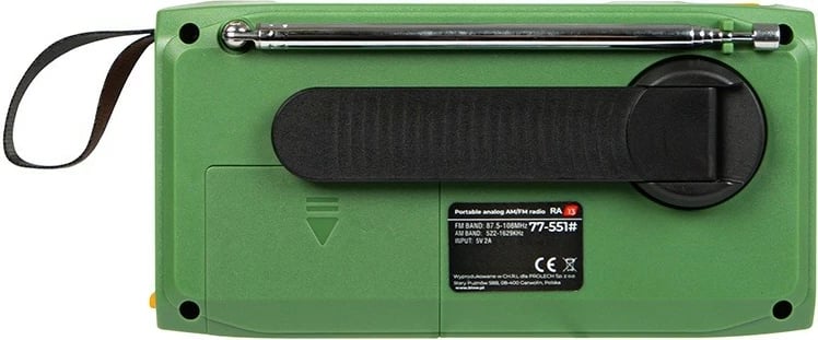 Radio portative BLOW RA13 AM/FM, solar/dynamo, me dritë LED dhe SOS, Gjelbër/Portokalli