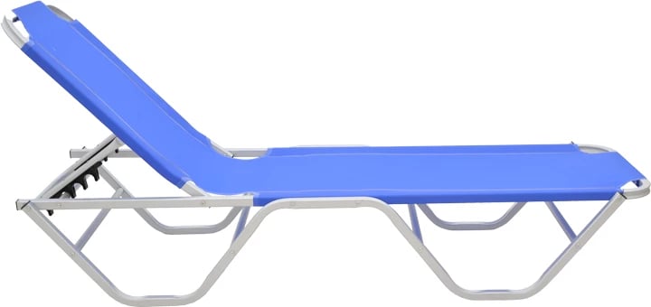 Shezlong alumini i grumbullueshëm, tekstilene blu, 56x188x30cm