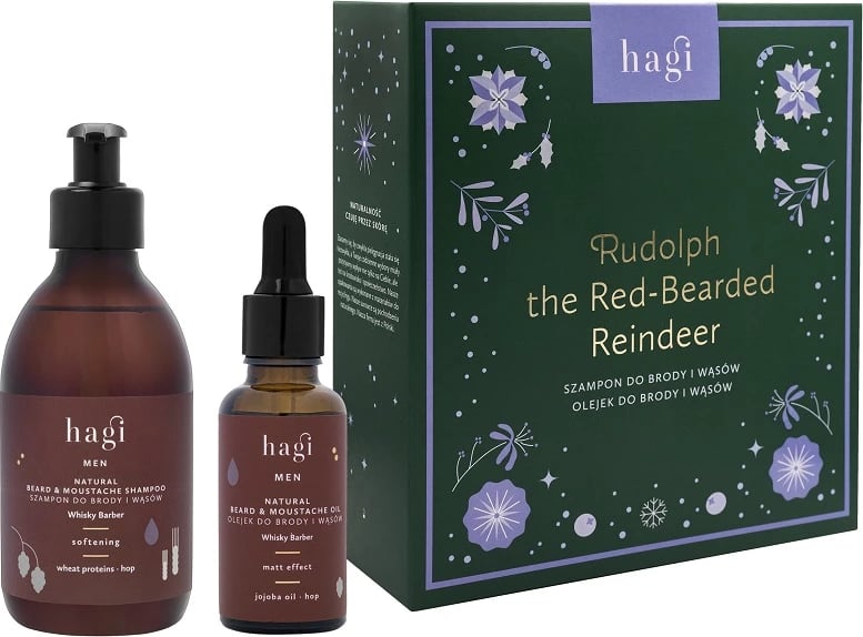 Set për mjekër dhe mustaqe Hagi Rudolph the Red-Bearded Reindeer për burra, 2 copë
