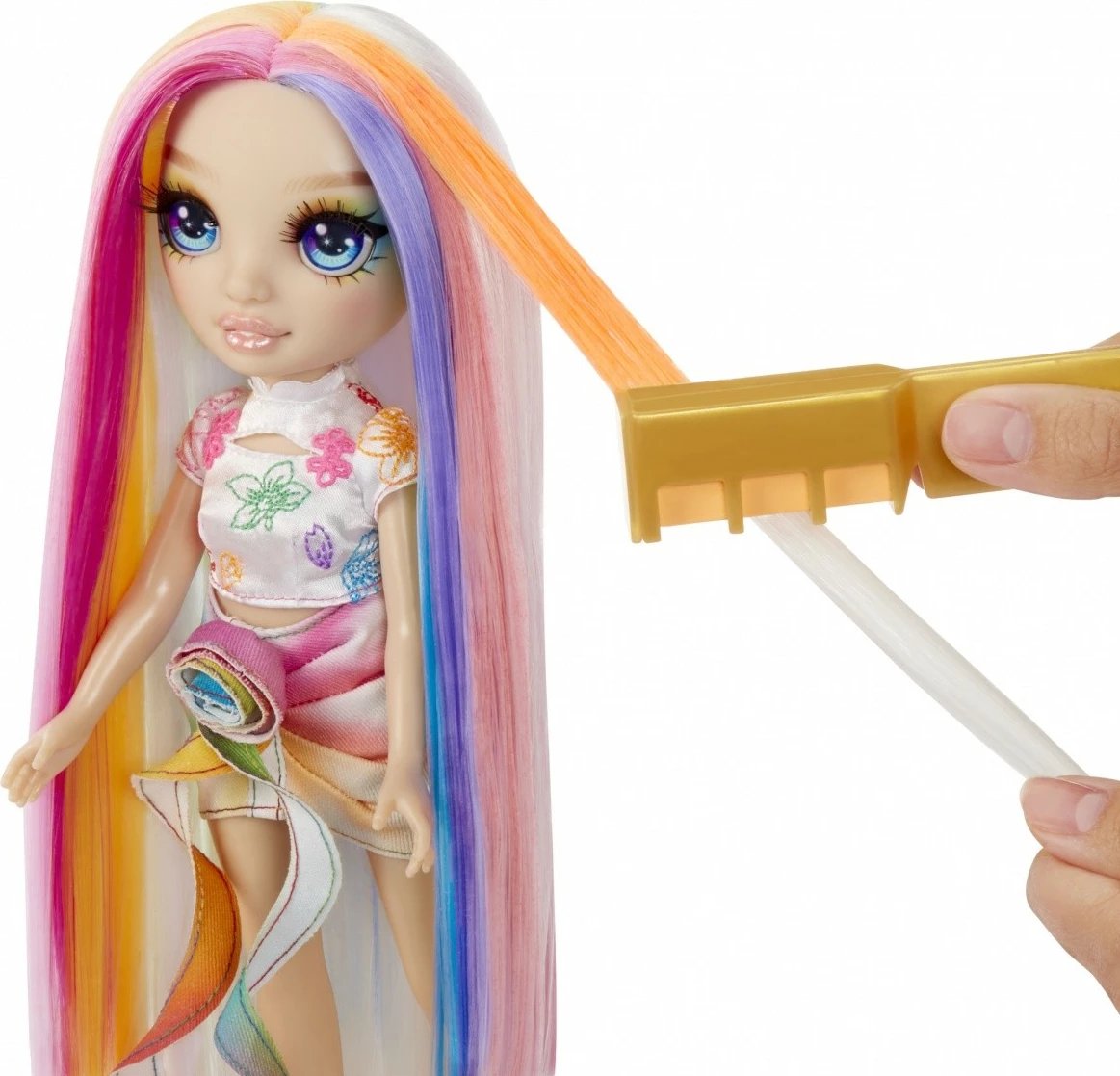 Kukull Rainbow High Amaya me set për stilim flokësh, 11 inch, me ngjyra të ndryshme