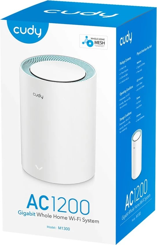 Kasë Wi-Fi Mesh Cudy M1300, AC1200, 1-pack, Bardhë