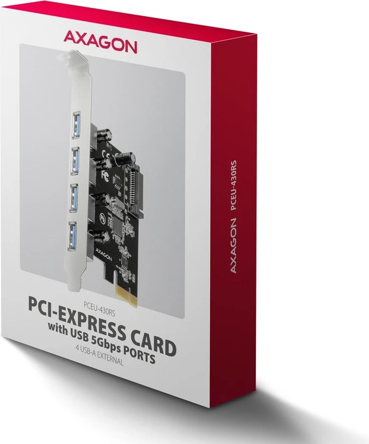 Kasë zgjerimi AXAGON PCEU-430RS, 4x USB 3.2 Gen 1, Renesas, PCIe, SATA Power