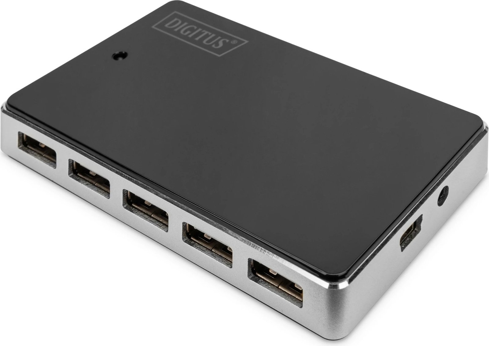 Hub USB Digitus, 10-Port, USB 2.0, 480 Mbit/s, Ngjyrë e zezë, Argjendtë