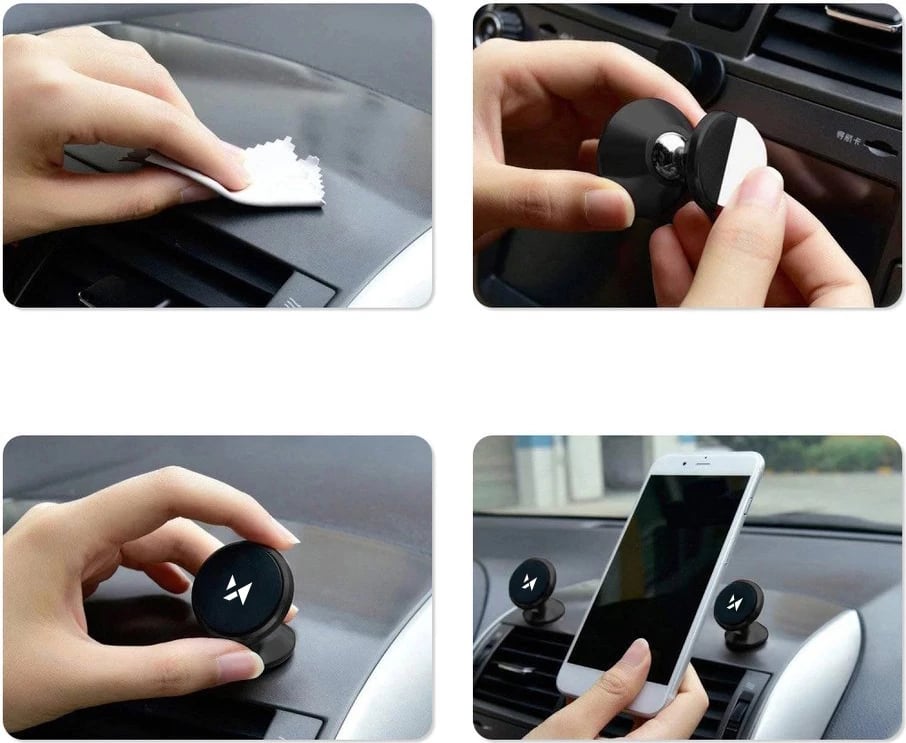 Mbajtës magnetik për telefon Wozinsky WMH-05, për makinë, i zi