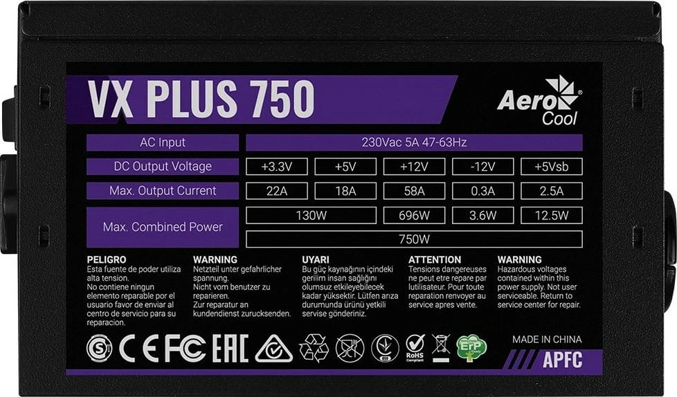 Furnizues energjie Aerocool PGS VX-750PLUS 80+, 750W