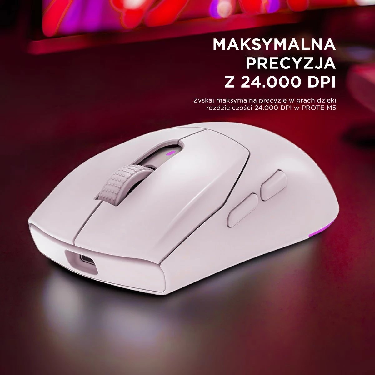 Maus Rampage Prote M5, 24000 DPI, RGB LED, wireless/wired, bardhë