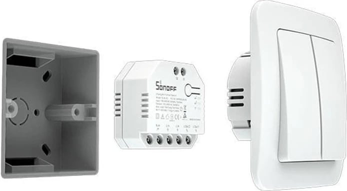 Switch i mençur Sonoff Dual R3, Wi-Fi, 2 kanale, matje e konsumit, i bardhë