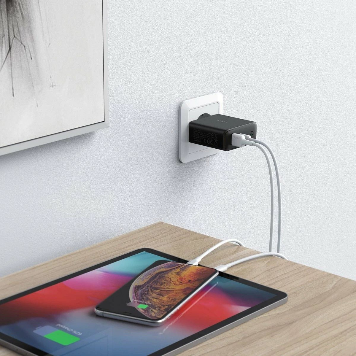 Karikues muri AUKEY PA-D3, 60W, 2xUSB (USB-C + USB 3.0), i zi
