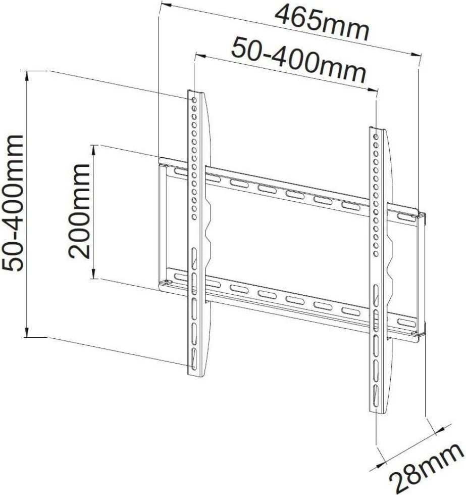 Mbajtëse muri për TV Techly 023813, 23-55 inç, 45kg, e bardhë, slim 28mm