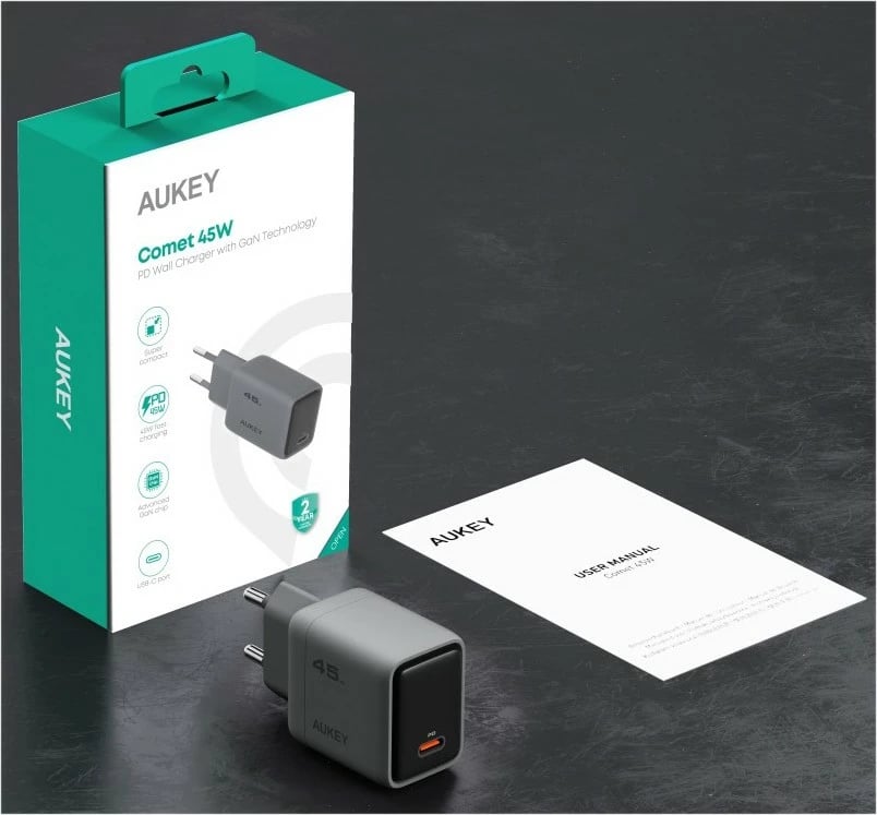 Karikues muri AUKEY PA-C2, 45W, 1xUSB-C, Gri
