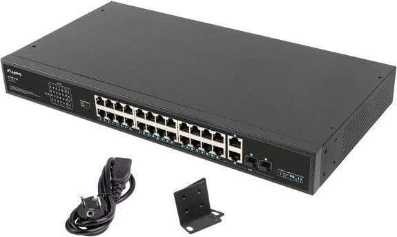 Switch Lanberg RSFE-24P-2C-360, 24x PoE+, 2x SFP, 1U, i zi