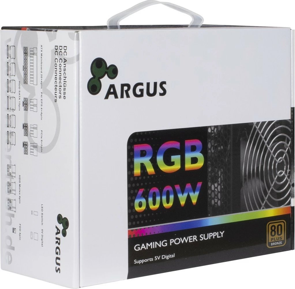 Furnizues rryme Inter-Tech Argus RGB-600W II, 600W, 80 PLUS Bronze, RGB