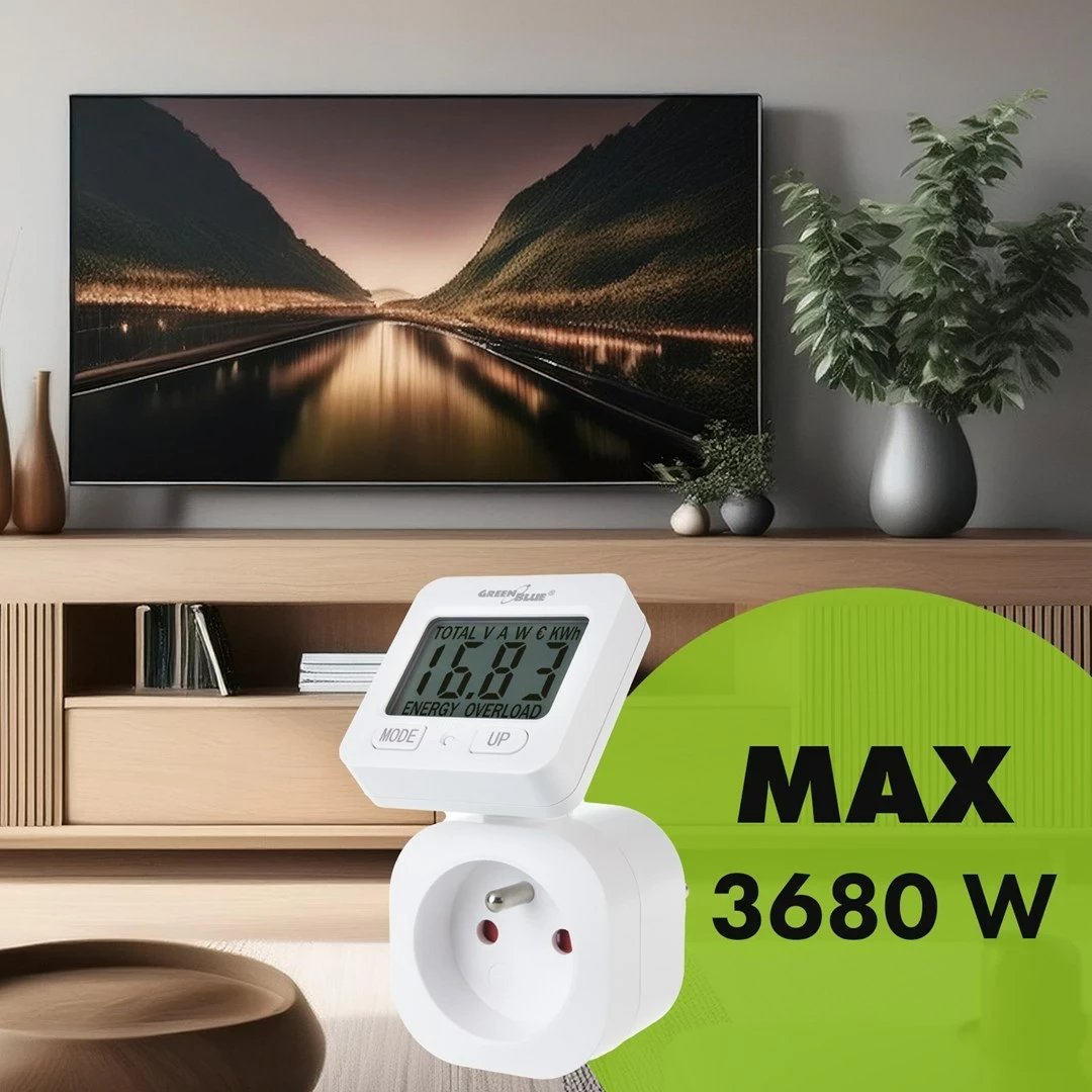 Matës energjie GreenBlue GB615 E, 16A, max. 3680W, i bardhë