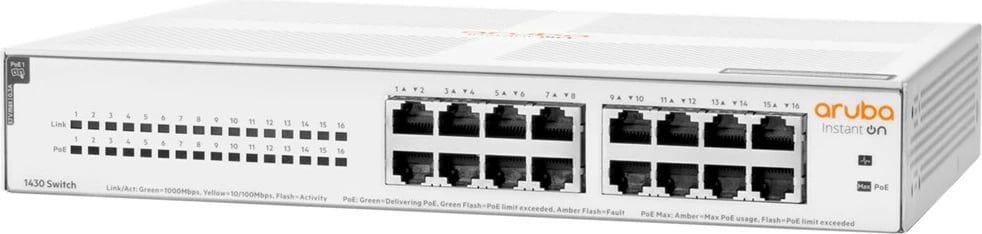 Switch HPE Aruba Instant On 1430 16G, PoE 124W, i bardhë