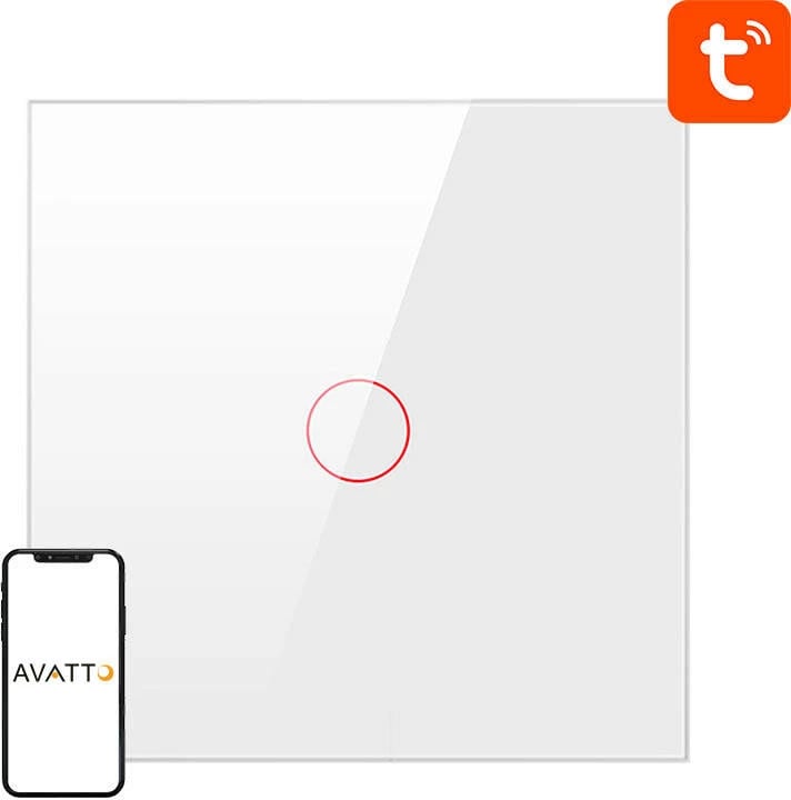 Switch i mençur Avatto ZTS02-EU-W1, 1 kanal, ZigBee, TUYA, i bardhë