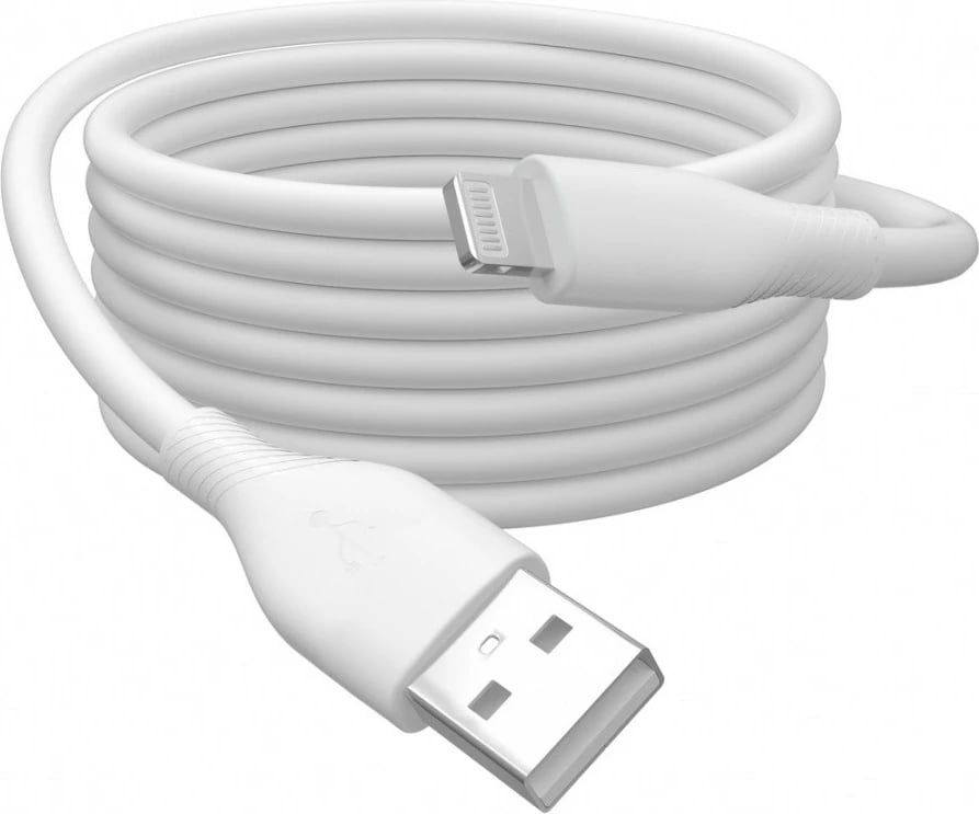 Kabllo silikon Digitus AK-600108-020-W, USB-A në Lightning, 2m, Bardhë